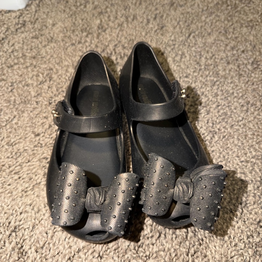 Mini Melissa Black Dress Shoes with Bow